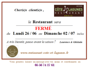 restaurant sud gironde Côte et Lagunes
